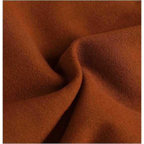 Women's Caramel  Winter Wool Coat Casual Notch Lapel Single-Breasted Peacoat - Picture 8 of 8